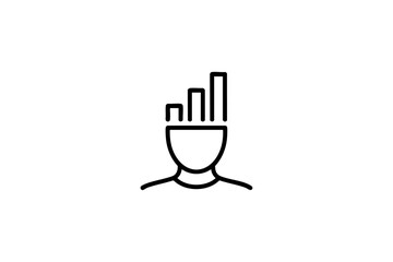 Fototapeta premium Conceptual line art icon representing growth and development within a human head isolated on transparent background