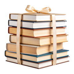 Top View of Watercolor Notebooks with Ribbon Wrap, Isolated on Transparent Background PNG