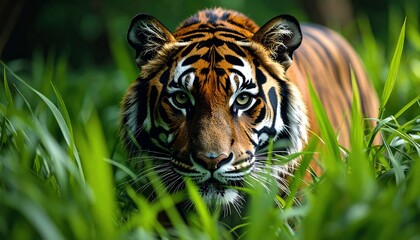 Majestic Tiger in Lush Greenery