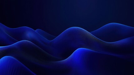 Fototapeta premium abstract blue waves against dark background, creating flowing motion and depth. futuristic digital design suitable for technology, backgrounds, and web design.