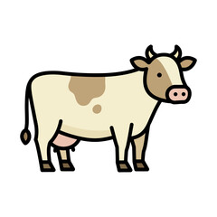 Vector Drawing of Brown and White Cow
