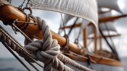 Nautical knot secures a majestic sailing vessel