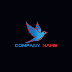 Bird Vector Icon Template Logo Design With  Blue Color