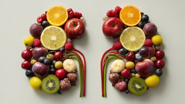 World Kidney Day- Fruits shape of kidney isolated on white background. Kidney Health with fruits concept. - Powered by Adobe