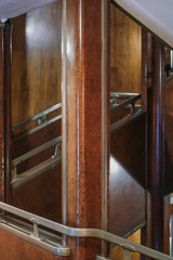 Opulent Art Deco interior architecture inside lobby, atrium or foyer on historic ocean liner style...