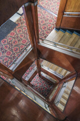 Opulent Art Deco interior architecture inside lobby, atrium or foyer on historic ocean liner style...
