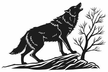 wolf sihouette black vector