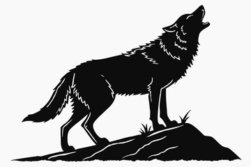wolf sihouette black vector