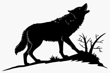 wolf sihouette black vector