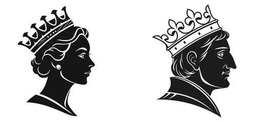 Silhouette of King and Queen with Crowns