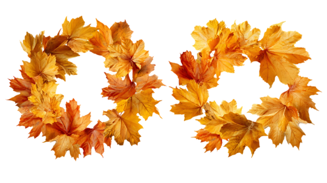 Infinity symbol made of autumn leaves.