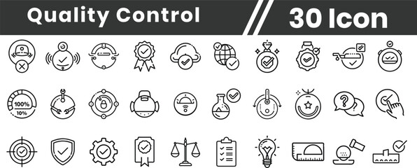 Quality Control line icon set collection. Quality control icon for web mobile. line vector icon set. Pixel perfect. Editable stroke.