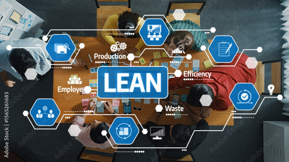 Aufkleber this image illustrates a collaborative work environment focused on lean management strategies aimed 