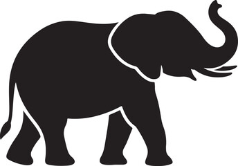 Obraz premium Walking Elephant with Raised Trunk SilhouetteMother and Baby Elephant Vector SceneDecorated Indian Elephant Silhouette DesignElephant in Savannah Vector ArtElephant Herd Silhouette at Sunset