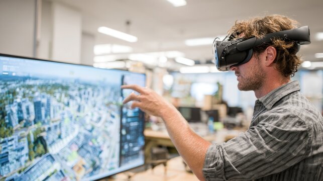 Experienced project managers and designers explore an interactive VR construction model visually assessing structural elements and design features to improve decisionmaking in realtime.