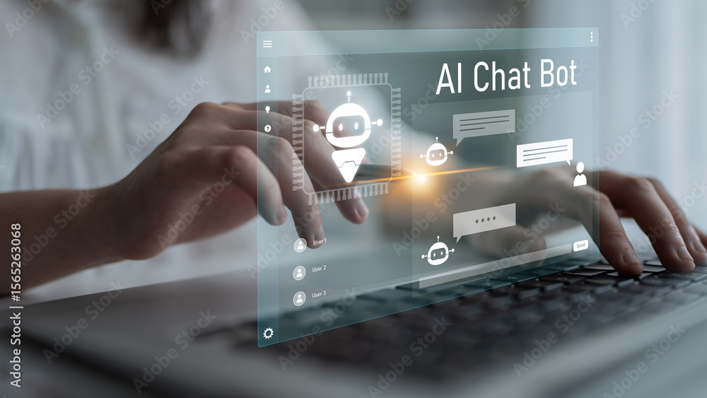 Poster ai chatbot interface facilitates communication, chatbot, and ai interaction for automated user suppo