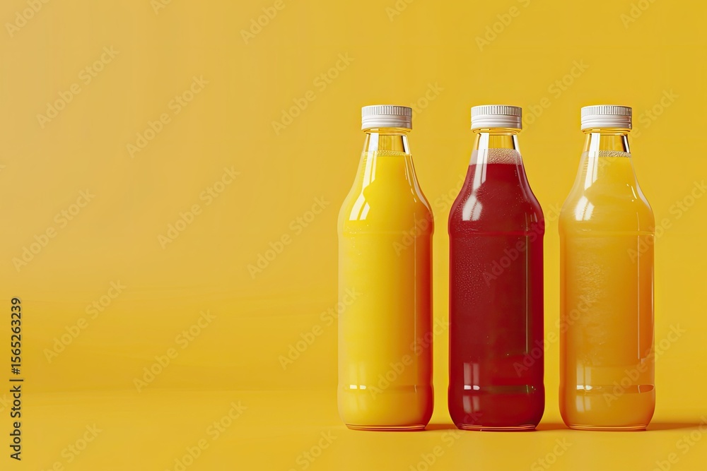 Poster Detailed Image of Three Bottles with Smoothie