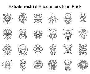 Fototapeta premium Extraterrestrial Encounters Icon Set
