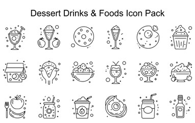 Fototapeta premium Dessert Drinks & Foods Icon Pack