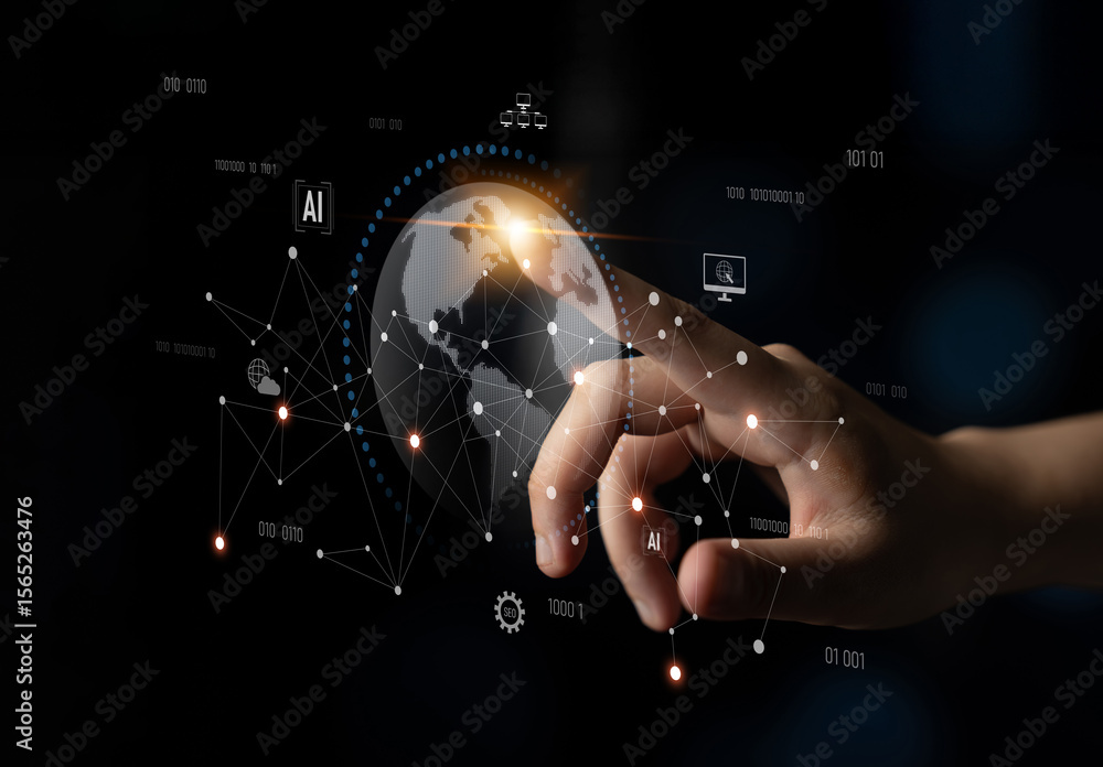Poster global ai network showing connection between ai, global, and network elements across the digital wor