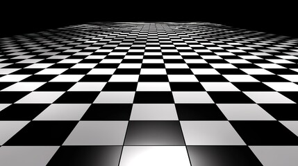 Naklejka premium A black and white checkered checkerboard with a highly detailed, hyper-realistic design with futuristic Neapolitan elements, stylized bioluminescence, and meticulous artistry.