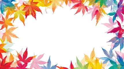 Colorful autumn maple leaves frame