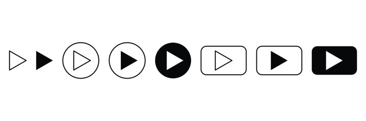 Play button icon symbol multimedia media control UI element vector illustration for video music interface web application player template.
