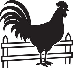 Rooster Silhouette on Farm Fence  icon 