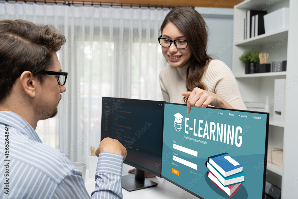Poster e-learning website with brisk sofware for student to study online on the internet network