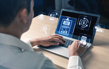 Financial regulation and tax compliance concept showing tax document, VAT, transaction flow, and financial auditing in modern financial system Vouch