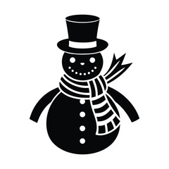 Charming winter snowman silhouette wearing a classic top hat and a cozy scarf for festive seasonal designs