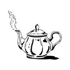 steaming teapot illustration - hot beverage clipart