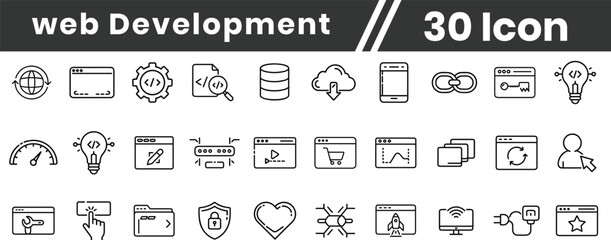 Web Developer icon set. thin line vector icon set. Pixel perfect. Editable stroke. Web Designer, Computer Programmer, Web Page, Text Writing, Coding, Creativity, Repairing, Color Swatch