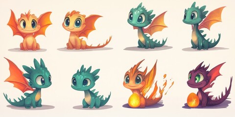 Cute Cartoon Dragon Characters