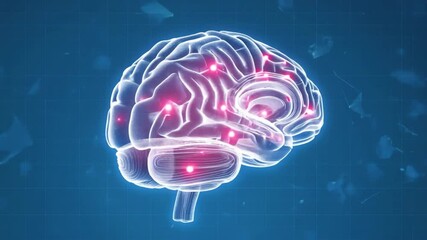 A glowing 3D brain model with active neural pathways pulsing in light, representing intelligence, data, and medical visualization. - Powered by Adobe