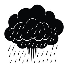 Dramatic dark storm cloud silhouette with heavy intense rain streaks and streaks of light perfect for weather or mood