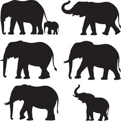 Walking Elephant with Raised Trunk Silhouette

Mother and Baby Elephant Vector Scene

Decorated Indian Elephant Silhouette Design

Elephant in Savannah Vector Art

Elephant Herd Silhouette at Sunset