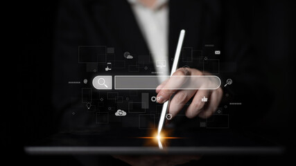 Search engine interface for accessing digital information and online data. Search engine finds...
