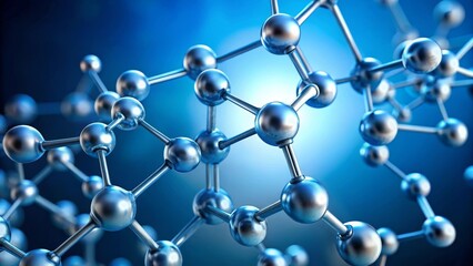 Abstract Metallic Molecular Structure A Close-Up View of Interconnected Atoms, Representing the Complexity and Elegance of Chemical Bonding