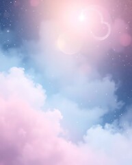 Fototapeta premium Ethereal dreamscape, celestial pastel clouds and sparkling stardust visuals