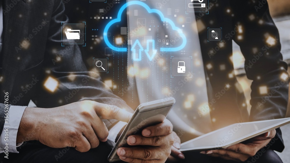 Poster cloud computing, cloud strategy, and cloud technology transforming digital infrastructure with scala