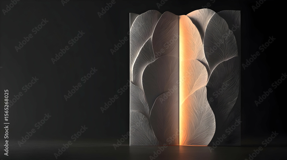 Aufkleber modern, light-filled, abstract screen with leaf-like patterns. illuminated pathway through the cente