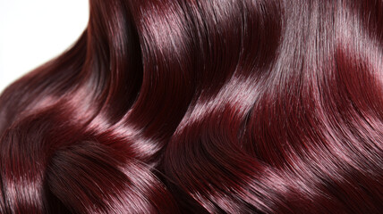 Fototapeta premium Dark red hair texture with smooth waves and rich color reflecting light beautifully in close up view