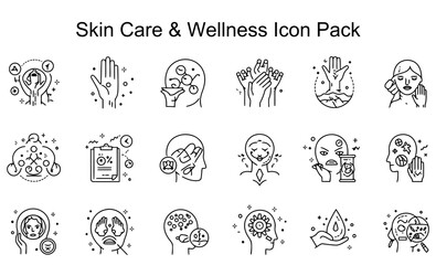 Obraz premium Skin Care & Wellness Icon Set