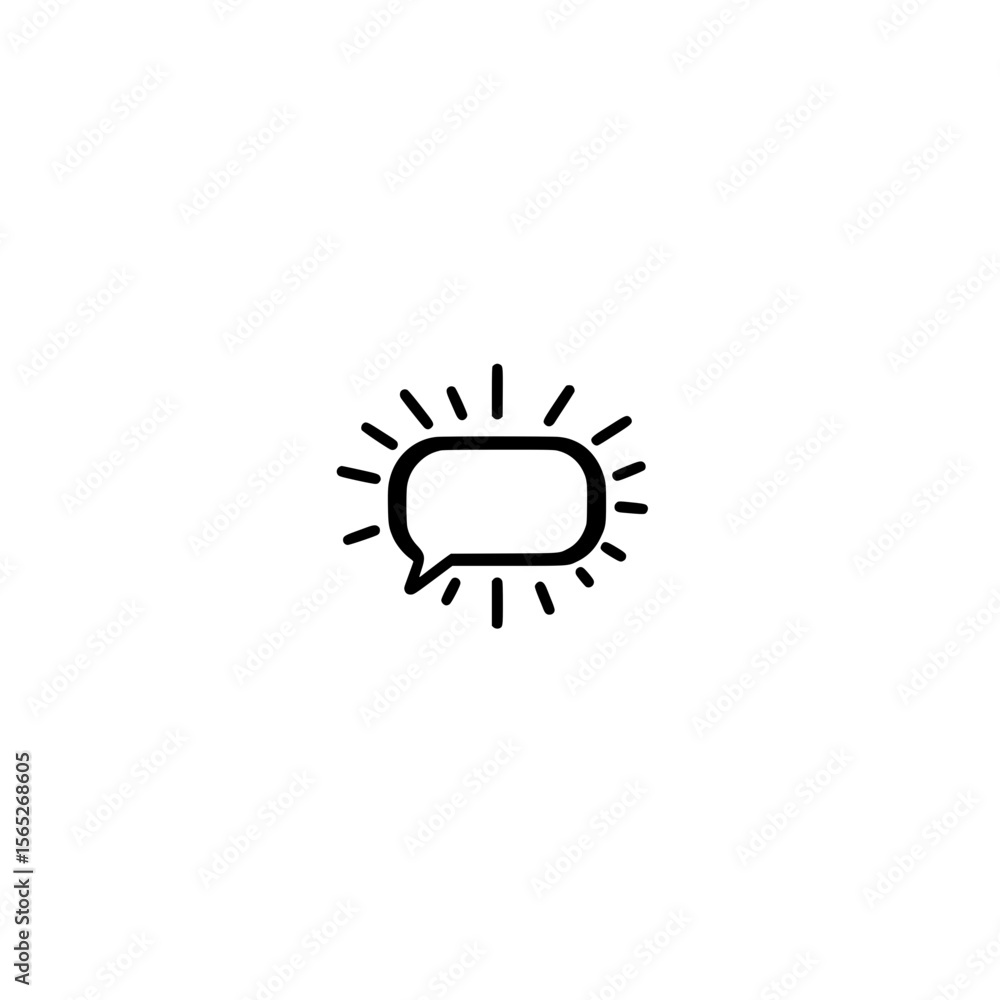 Aufkleber chat bubble icon with radiant rays vector symbolizing communication interaction and messaging