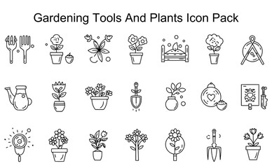Gardening Tools And Plants Icon Pack
