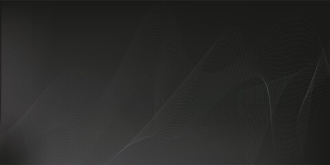 Abstract black background with black gradient. The background features smooth, flowing lines creating a sleek, modern texture. Wave background vector. Black background.