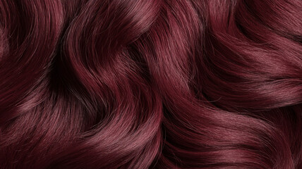Naklejka premium Dark red hair texture with smooth wavy strands creating rich and vibrant look full of depth and softness