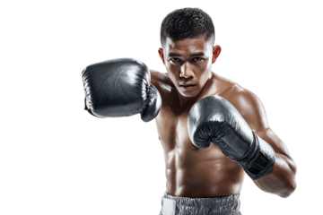 Powerful boxer throwing a punch.