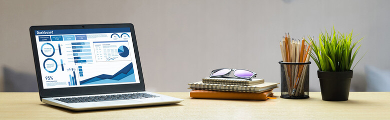 Business data dashboard provide business intelligence analytic for marketing strategy planning...